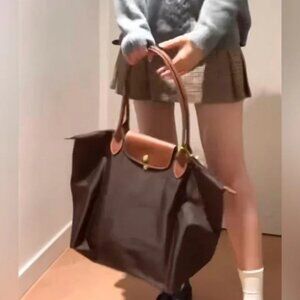 Longchamp Le Pliage folding tote bag large size Ebony brown color